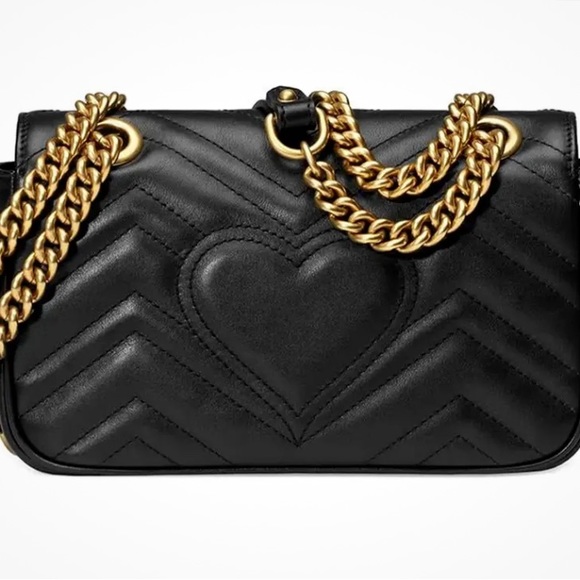 ❤️ GG MARMONT SMALL SHOULDER BAG BLACK/GOLD - Picture 3 of 16